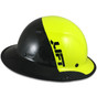 Actual Carbon Fiber Hard Hat with Protective Edge - Full Brim Glossy Black and High Vision Lime - Right View
