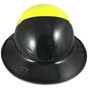 Actual Carbon Fiber Hard Hat with Protective Edge - Full Brim Glossy Black and High Vision Lime - Back View
