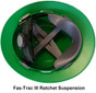 MSA Full Brim V-Guard Green Hard Hat Suspension Detail