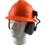 MSA Full Brim V-Guard Hard Hat with Earmuff Attachment - Hi Viz Orange