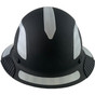 Actual Carbon Fiber Hard Hat - Full Brim Matte Black with Reflective White Decal Kit Applied