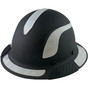 Actual Carbon Fiber Hard Hat - Full Brim Matte Black with Reflective White Decal Kit Applied