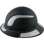 Actual Carbon Fiber Hard Hat - Full Brim Matte Black with Reflective White Decal Kit Applied