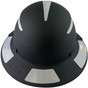 Actual Carbon Fiber Hard Hat - Full Brim Matte Black with Reflective White Decal Kit Applied