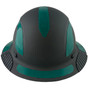 Actual Carbon Fiber Hard Hat - Full Brim Matte Black with Reflective Green Decal Kit Applied