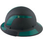 Actual Carbon Fiber Hard Hat - Full Brim Matte Black with Reflective Green Decal Kit Applied