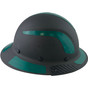 Actual Carbon Fiber Hard Hat - Full Brim Matte Black with Reflective Green Decal Kit Applied