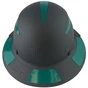 Actual Carbon Fiber Hard Hat - Full Brim Matte Black with Reflective Green Decal Kit Applied