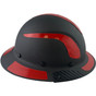 Actual Carbon Fiber Hard Hat - Full Brim Matte Black with Reflective Red Decal Kit Applied
