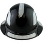 Actual Carbon Fiber Hard Hat - Full Brim Glossy Black with Reflective White Decal Kit Applied