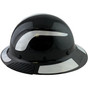 Actual Carbon Fiber Hard Hat - Full Brim Glossy Black with Reflective White Decal Kit Applied