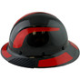 Actual Carbon Fiber Hard Hat - Full Brim Glossy Black with Reflective Red Decal Kit Applied