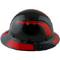 Actual Carbon Fiber Hard Hat - Full Brim Glossy Black with Reflective Red Decal Kit Applied