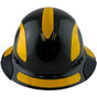 Actual Carbon Fiber Hard Hat - Full Brim Glossy Black with Reflective Yellow Decal Kit Applied