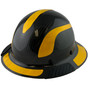 Actual Carbon Fiber Hard Hat - Full Brim Glossy Black with Reflective Yellow Decal Kit Applied