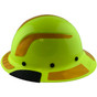 DAX Fiberglass Composite Hard Hat - Full Brim High-Viz Lime with Reflective Yellow Decal Kit Applied