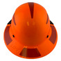 DAX Fiberglass Composite Hard Hat - Full Brim High-Viz Orange with Reflective Red Decal Kit Applied 