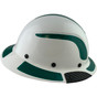 DAX Fiberglass Composite Hard Hat - Full Brim White with Reflective Green Decal Kit Applied