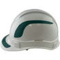 Pyramex Ridgeline Cap Style Hard Hats White with Green Reflective Decals Applied ~ Left Side View