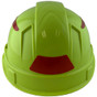 Pyramex Ridgeline Cap Style Hard Hats Lime with Red Reflective Decals Applied