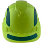 Pyramex Ridgeline Cap Style Hard Hats Lime with Green Reflective Decals Applied