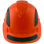 Pyramex Ridgeline Cap Style Hard Hats Orange with Green Reflective Decals Applied
