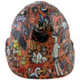 Orange Graffiti Design Cap Style Hydro Dipped Hard Hats ~ Front View