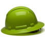 Pyramex Full Brim RIDGELINE Hard Hat Lime 4 Point Suspensions - Left View