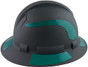 Pyramex Ridgeline Full Brim Style Hard Hat with Matte Black Pattern with Green Decals - Right View