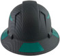 Pyramex Ridgeline Full Brim Style Hard Hat with Matte Black Pattern with Green Decals - Back View