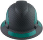 Pyramex Ridgeline Full Brim Style Hard Hat with Matte Black Pattern with Green Decals - Front View