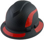 Pyramex Ridgeline Full Brim Style Hard Hat with Matte Black Pattern with Red Decals - Oblique View