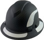 Pyramex Ridgeline Full Brim Style Hard Hat with Matte Black Pattern with White Decals - Oblique View