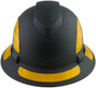 Pyramex Ridgeline Full Brim Style Hard Hat with Matte Black Pattern with Yellow Decals - Front View