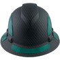 Pyramex Ridgeline Full Brim Style Hard Hat with Vented Matte Black Pattern with Green Decals - Front View