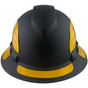 Pyramex Ridgeline Full Brim Style Hard Hat with Vented Matte Black Pattern with Yellow Decals - Front View