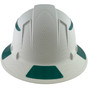 Pyramex Ridgeline Full Brim Style Hard Hat with Matte White Pattern with Green Decals - Back View