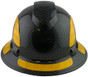 Pyramex Ridgeline Full Brim Style Hard Hat with Shiny Black Pattern with Yellow Decals - Front View