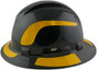 Pyramex Ridgeline Full Brim Style Hard Hat with Shiny Black Pattern with Yellow Decals - Left View