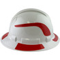 Pyramex Ridgeline Full Brim Style Hard Hat with Shiny White Pattern with Red Decals - Right View