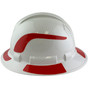 Pyramex Ridgeline Full Brim Style Hard Hat with Shiny White Pattern with Red Decals - Left View