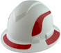 Pyramex Ridgeline Full Brim Style Hard Hat with Matte White Pattern with Red Decals - Oblique View