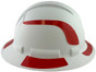 Pyramex Ridgeline Full Brim Style Hard Hat with Matte White Pattern with Red Decals - Right View