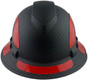 Pyramex Ridgeline Full Brim Style Hard Hat with Vented Matte Black Pattern with Red Decals - Front View