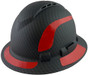 Pyramex Ridgeline Full Brim Style Hard Hat with Vented Matte Black Pattern with Red Decals - Oblique View