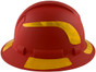 Pyramex Ridgeline Full Brim Style Hard Hat with Red Pattern with Yellow Decals - Right View