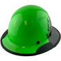 Actual Carbon Fiber Hard Hat - Full Brim Glossy Black and Green with Protective Edge
