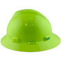 MSA V-Gard Full Brim Hard Hats with Fas-Trac Suspensions Hi-Viz Yellow Green - Left View