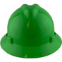 MSA V-Gard Full Brim Hard Hats with Staz-On Suspensions Lime Green - Front View