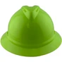 MSA Advance Full Brim Vented Hard hat with 4 point Ratchet Suspension Hi Viz Lime - Front View